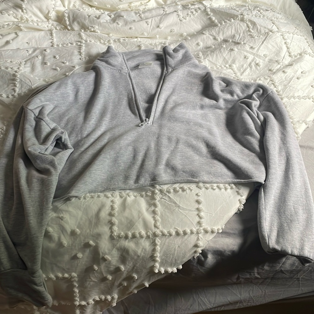 Grey half zip cropped sweater